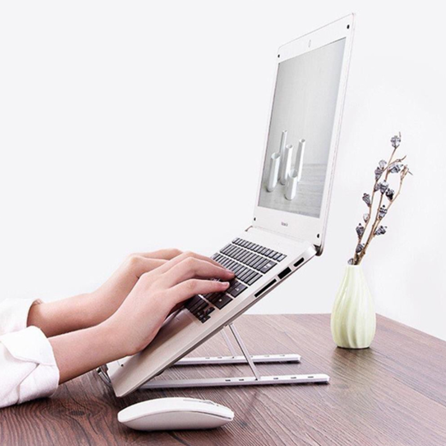 Giá Đỡ Laptop Máy Tính Điện Thoại Bằng Nhôm Gấp Gọn Tiện Lợi - Tặng Miếng Lót Chuột Hình Tròn