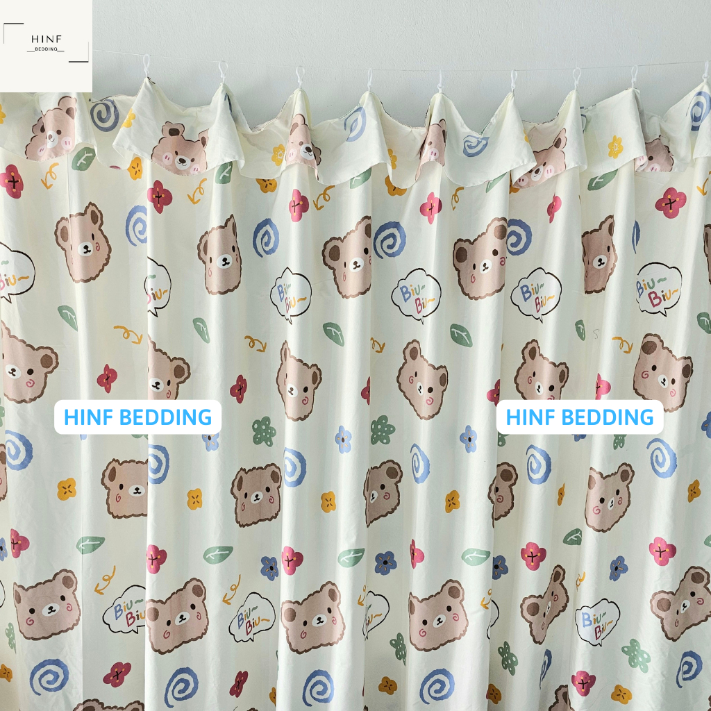 Rèm ngăn phòng, che gác lửng vải poly có sẵn móc treo giá rẻ nhiều họa tiết dễ thương