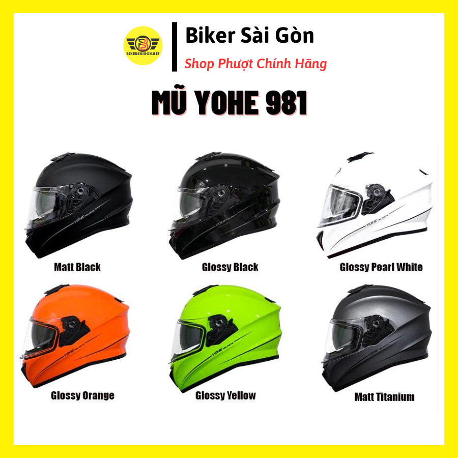 MŨ BẢO HIỂM FULLFACE YOHE 981 (Màu trơn) - Biker Sài Gòn
