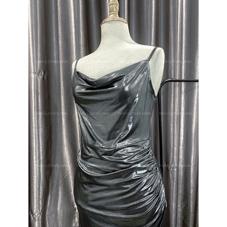 [CAO CẤP] Đầm body cổ rũ sexy màu bạc tráng gương, xuất dư Âu cao cấp