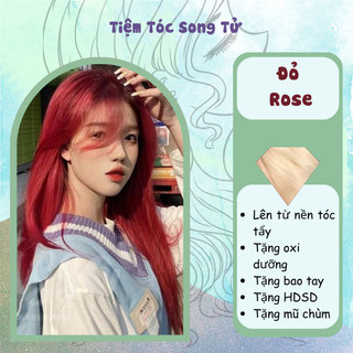Sét Nhuộm Tóc Màu Đỏ Rose Nhuộm Tại Nhà Kèm Oxi Dưỡng Và Găng Tay