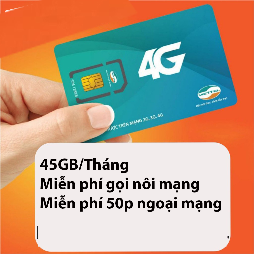 Sim 4G Viettel V120B 45GB/tháng +Free goi nội mạng + 50 phút Ngoại mạng Sim247