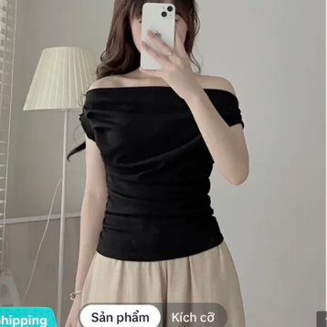 Áo thun trễ vai, xếp ly eo bo chun phàn tay che khuyết điểm Hari GenZ Aotamhanxepli215- P7k3