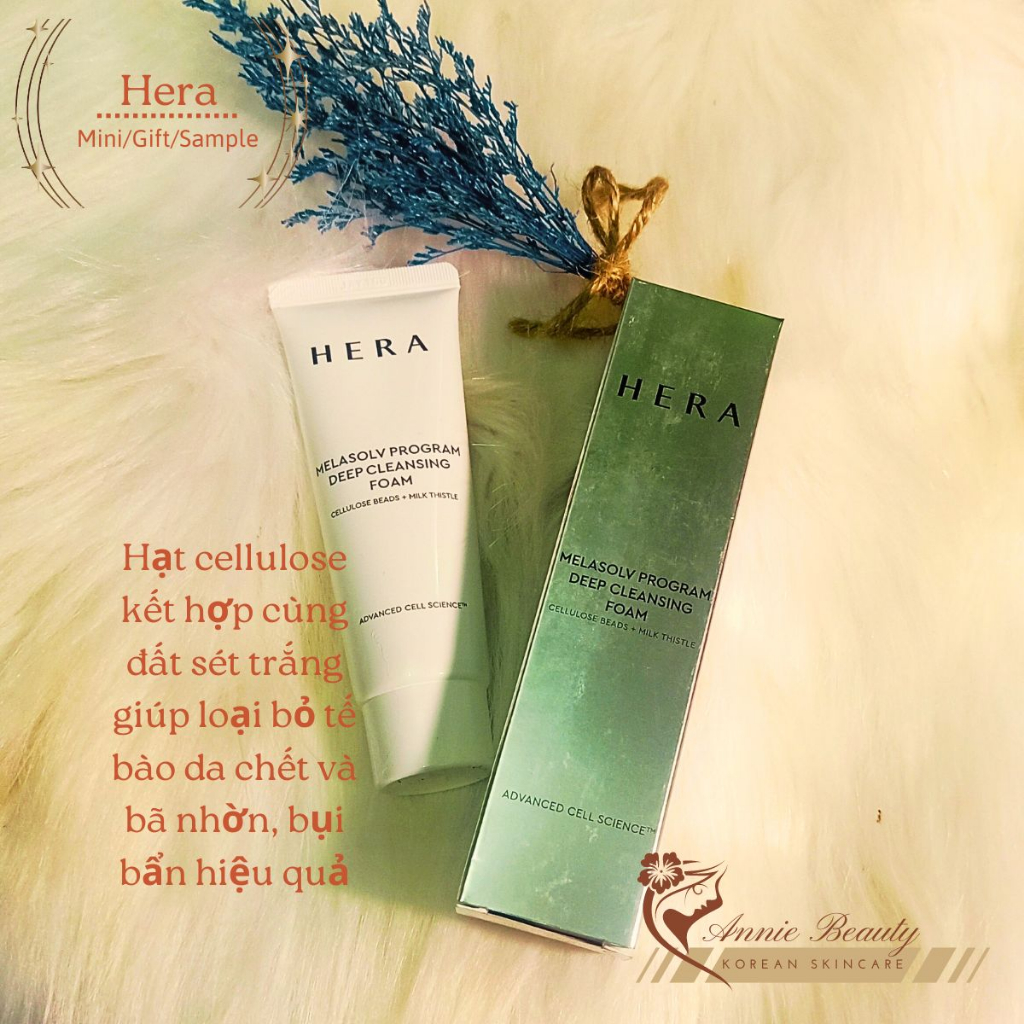 Sữa rửa mặt trắng da HERA MELASOLV PROGRAM DEEP CLEANSING FOAM 50ml loại bỏ hiệu quả sự tích tụ tế bào da chết, bã nhờn