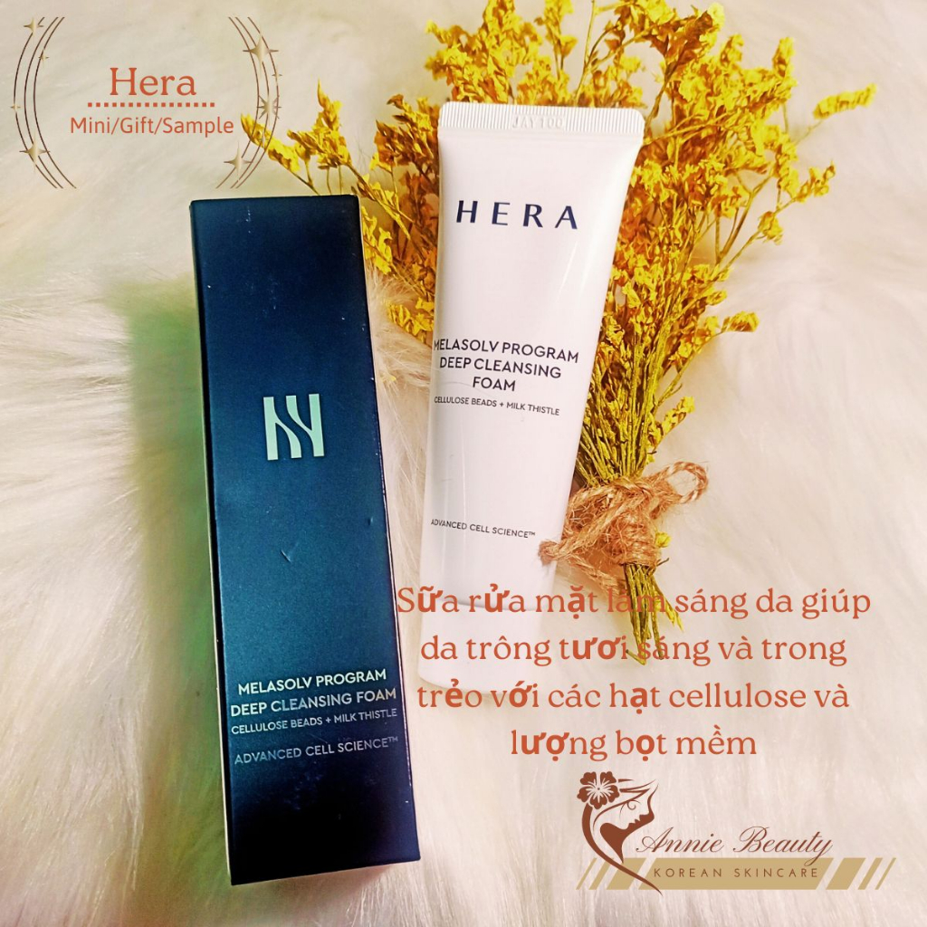 Sữa rửa mặt trắng da HERA MELASOLV PROGRAM DEEP CLEANSING FOAM 50ml loại bỏ hiệu quả sự tích tụ tế bào da chết, bã nhờn