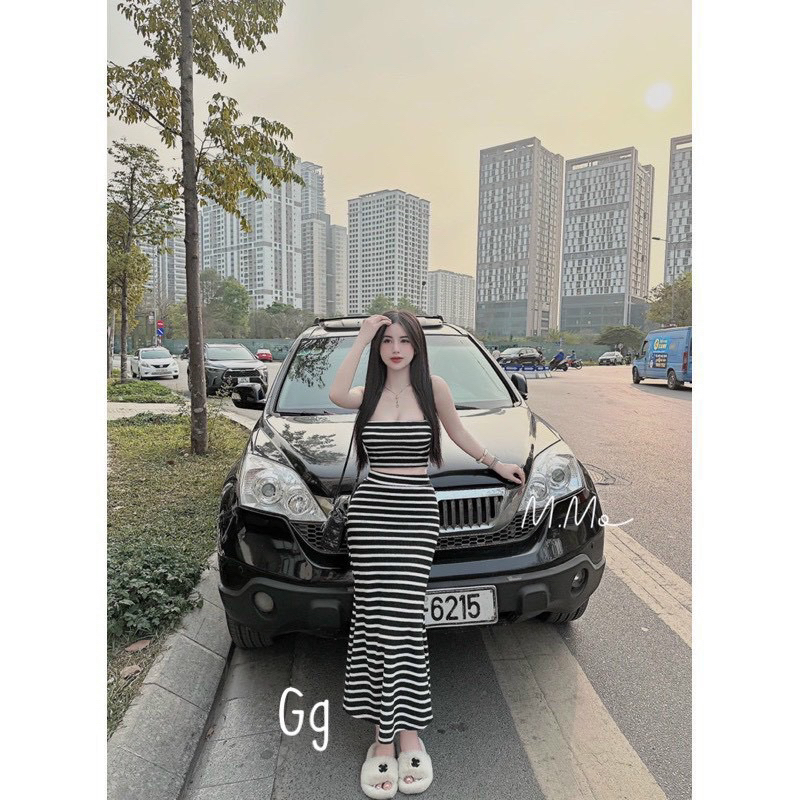 Đầm body thun gân sọc 2 dây TRIPBLE T DRESS - Free size dưới 54kg -MS97HD