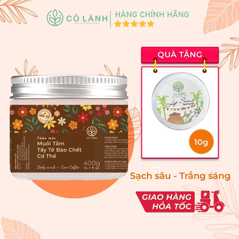 Muối tắm tẩy tế bào sáng da toàn thân thiên nhiên hữu cơ Cỏ Lành 400G