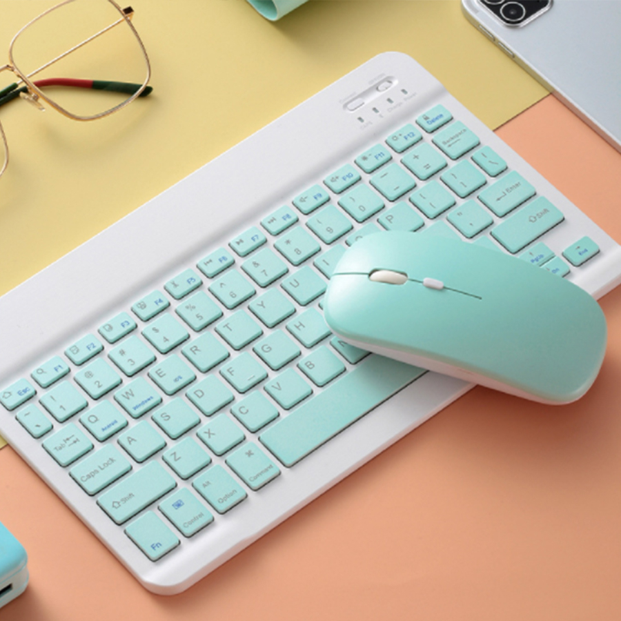 Bàn Phím Mini Không Dây Bluetooth Dùng Cho PC Laptop Ipad Macbook Điện thoại - Tặng Miếng Lót Chuột Hình Tròn