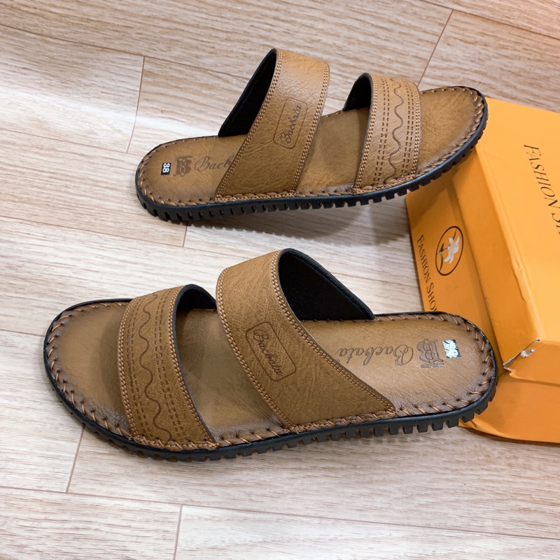 Sandal-DÉP NAM 2 QUAI DA BÒ CAO CẤP KHÂU CHẮC CHẮN SIÊU BỀN