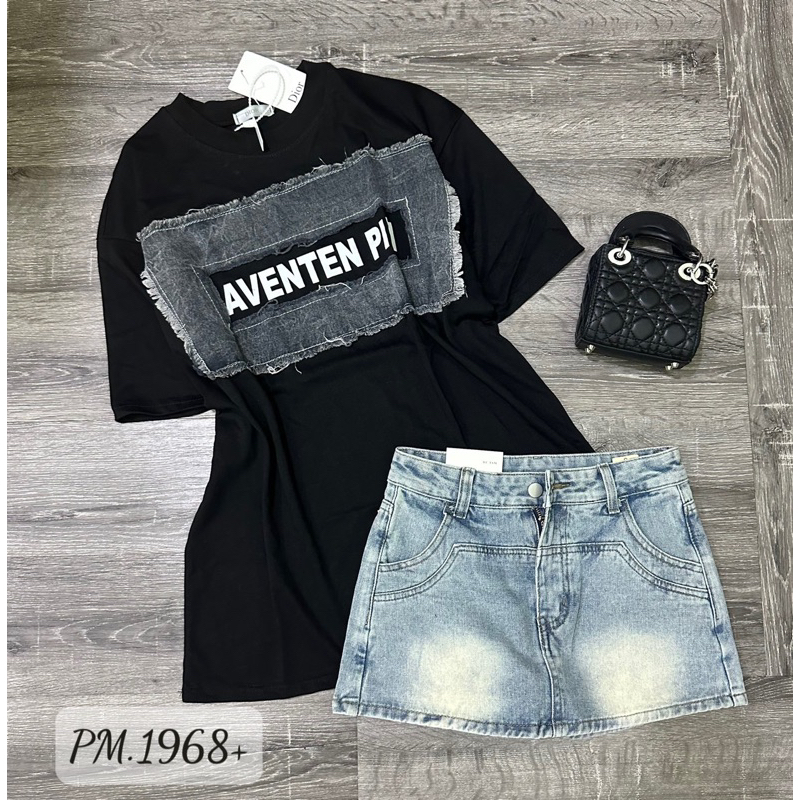 Áo phông chữ phối tag bò rách new hot 2023 chất QC siêu dày dặn from dáng rộng ảnh thật - hàng sẵn