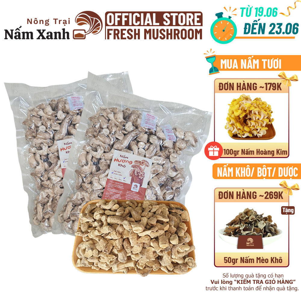 Chân Nấm Đông Cô Khô (Chân Nấm Hương Khô) Túi 500gr 1kg Làm Chà Bông Ngon - Nông Trại Nấm Xanh