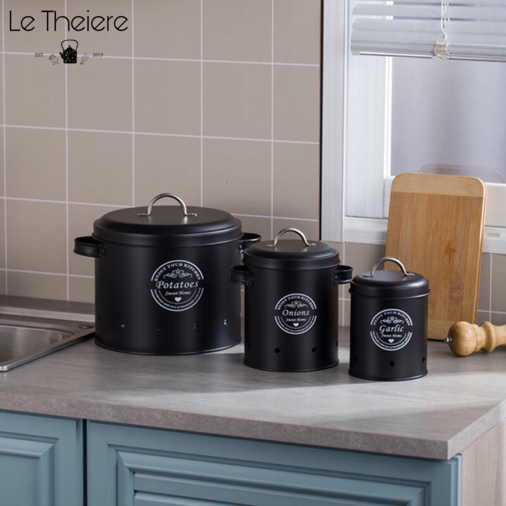 Hộp Đựng Thực Phẩm Khô Rau Củ Bằng Kim Loại Vintage