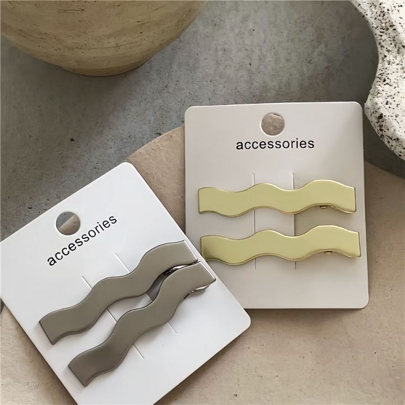 Set 2 Kẹp Tóc Mái Hợp Kim Gợn Sóng HALEY Phong Cách Hàn Quốc, Kẹp Tóc Nữ Hottrend