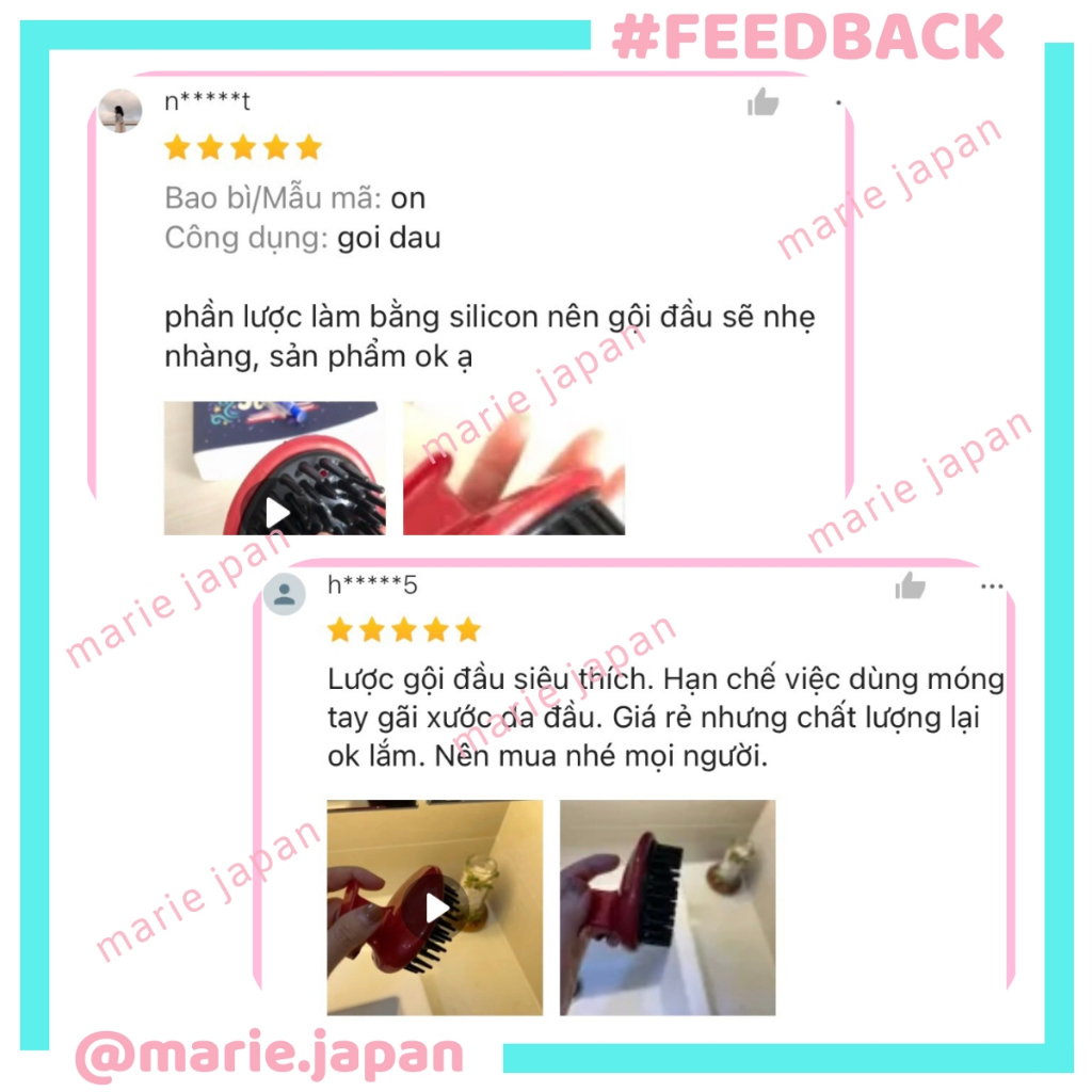 Lược Gội Đầu Tubaki Massage Làm Sạch Da Đầu Tơi Mềm Tóc Nhật Bản Chính Hãng