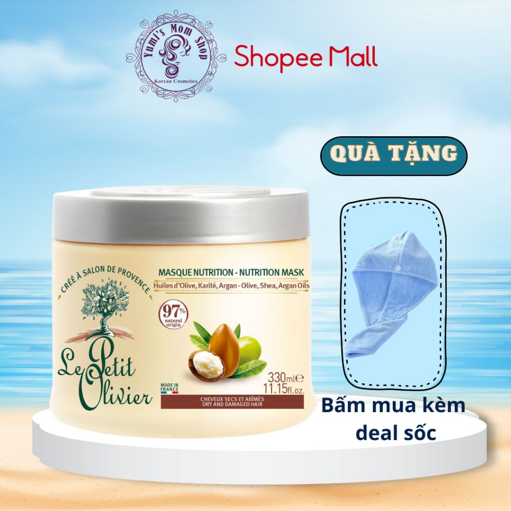 Kem ủ tóc Le Petit Olivier phục hồi và nuôi dưỡng tóc chuyên sâu tinh chất Argan, Bơ Hạt Mỡ, dầu Olive 330ml