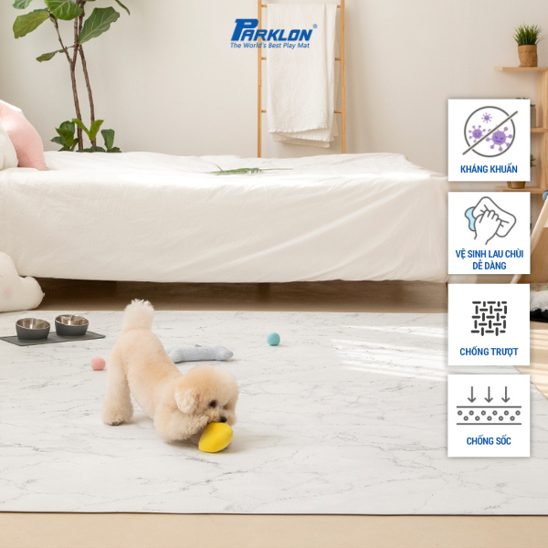 Thảm Em Bé Cao Cấp Parklon Dustend Đá Hoa Cương Trắng Chính Hãng Hàn Quốc (210x140x0.55)cm Chống Bụi Kháng Khuẩn Khử Mùi