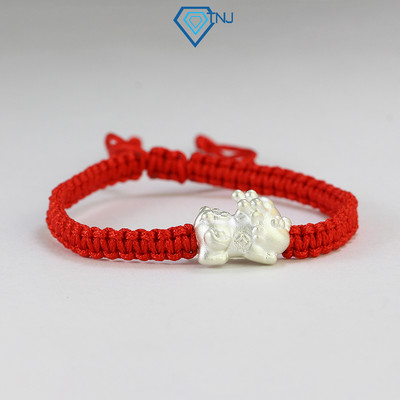 Vòng tay chỉ đỏ may mắn charm bạc nguyên chất hình tỳ hưu nhỏ dễ thương LTN0340