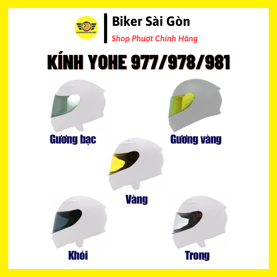 KÍNH MŨ FULLFACE YOHE 978/977/981 (KHÔNG BAO GỒM MŨ BẢO HIỂM) - Biker Sài Gòn