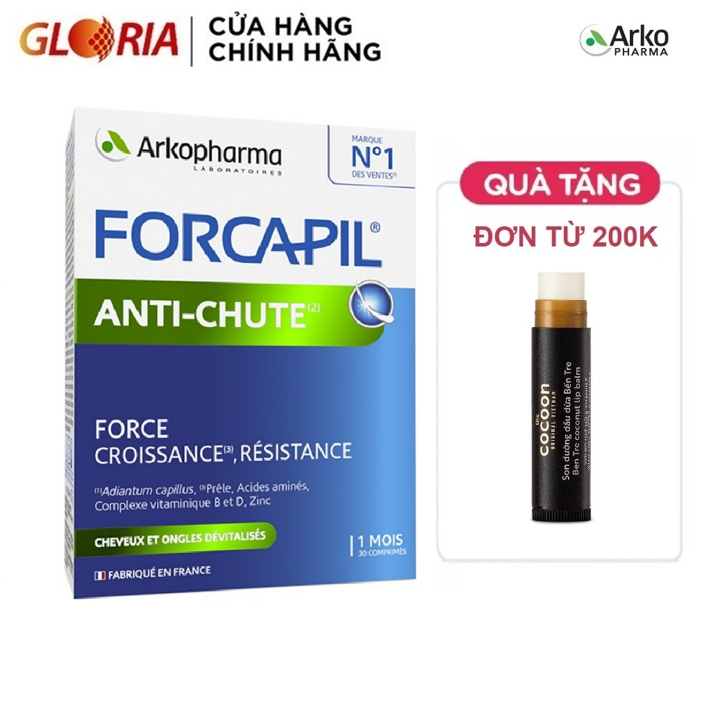 Viên Uống Giúp Giảm Rụng, Hỗ Trợ Mọc Tóc Arkopharma Forcapil Anti-Chute 30 Viên