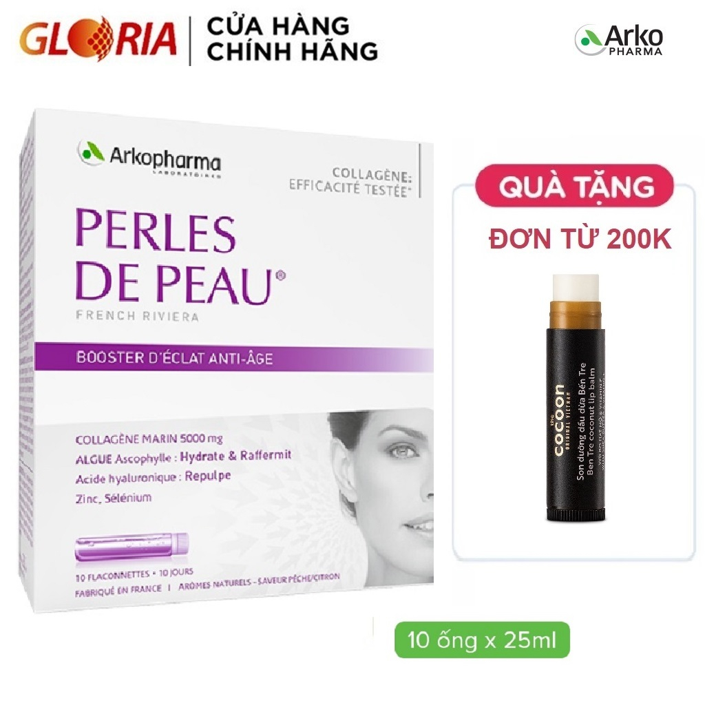 Nước Uống Collagen Cô Đặc Chống Lão Hóa, Mờ Nếp Nhăn Arkopharma Perles De Peau Hộp 10 Ống