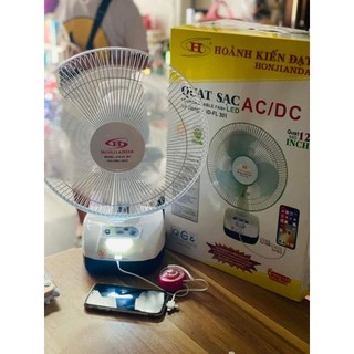 Quạt cây tích điện honjianda 2 bình ac quy