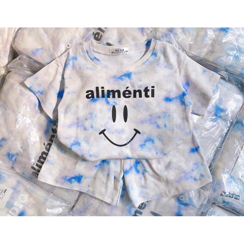 Bộ thun cotton QC xanh loang bé trai, bé gái Sale 69k