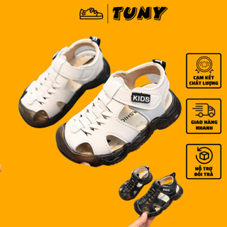 Dép tập đi cho bé, Sandal rọ bé trai bé gái quai dán chất da PU thoáng khí bảo vệ mũi chân chống vấp cho bé T12