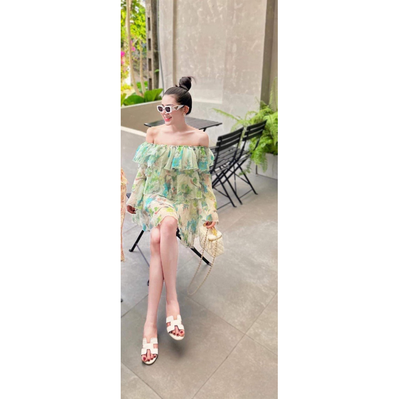 Pass đầm hoa trễ vai bánh bèo tay dài (Hàng New) Hết Hết hết