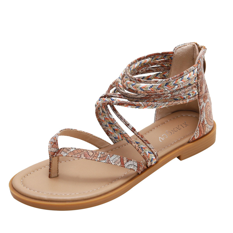 Giày Sandal BOHO chiến binh nữ JOLII.SG phối THỔ CẨM 2 PHÂN phong cách TRANG TRỌNG - DỰ TIỆC