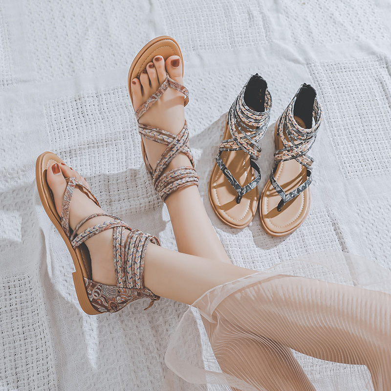 Giày Sandal BOHO chiến binh nữ JOLII.SG phối THỔ CẨM 2 PHÂN phong cách TRANG TRỌNG - DỰ TIỆC