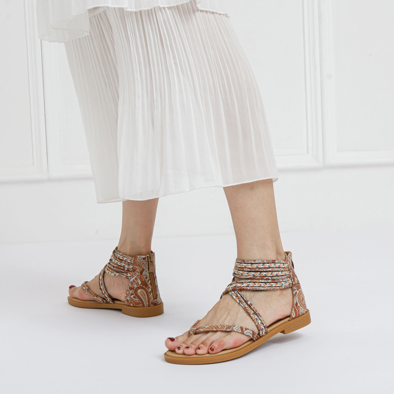 Giày Sandal BOHO chiến binh nữ JOLII.SG phối THỔ CẨM 2 PHÂN phong cách TRANG TRỌNG - DỰ TIỆC
