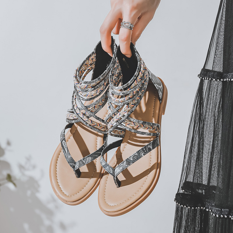 Giày Sandal BOHO chiến binh nữ JOLII.SG phối THỔ CẨM 2 PHÂN phong cách TRANG TRỌNG - DỰ TIỆC