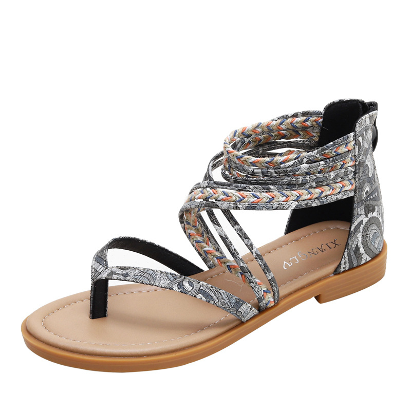 Giày Sandal BOHO chiến binh nữ JOLII.SG phối THỔ CẨM 2 PHÂN phong cách TRANG TRỌNG - DỰ TIỆC