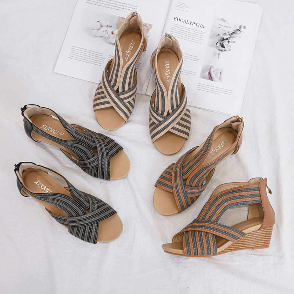 Giày Sandal chiến binh nữ JOLII.SG phối SỌC 2 MÀU 5 PHÂN phong cách SANG TRỌNG - DỰ TIỆC