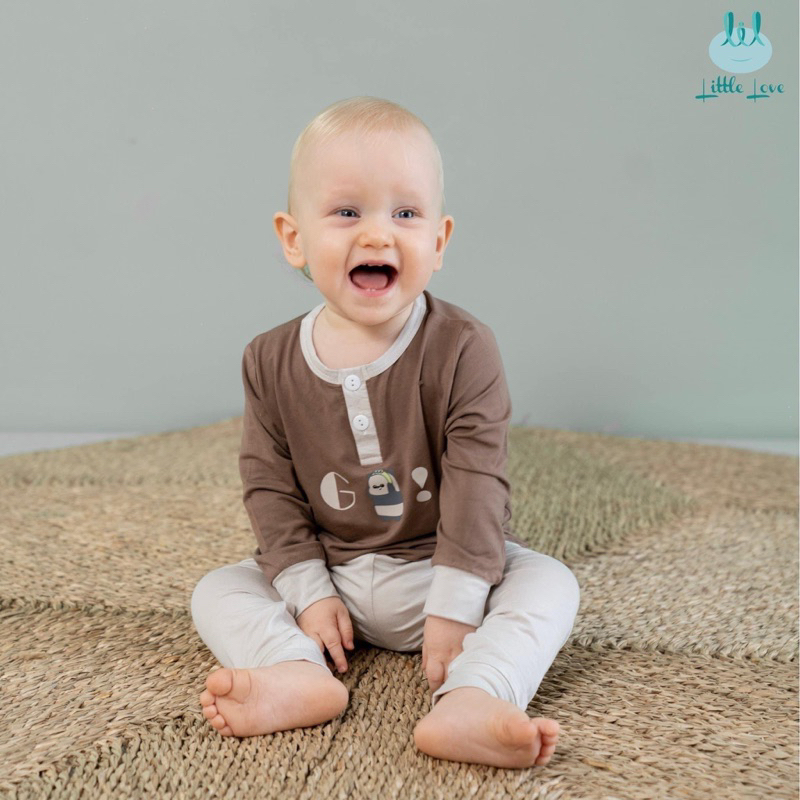 Bộ dài tay Little Love vải tăm, smoothy, LIL