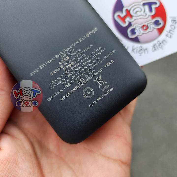 Pin sạc dự phòng sạc nhanh Anker 533 PowerCore 30W 10000mah PD A1256 chính hãng - Hàng Nhập Khẩu