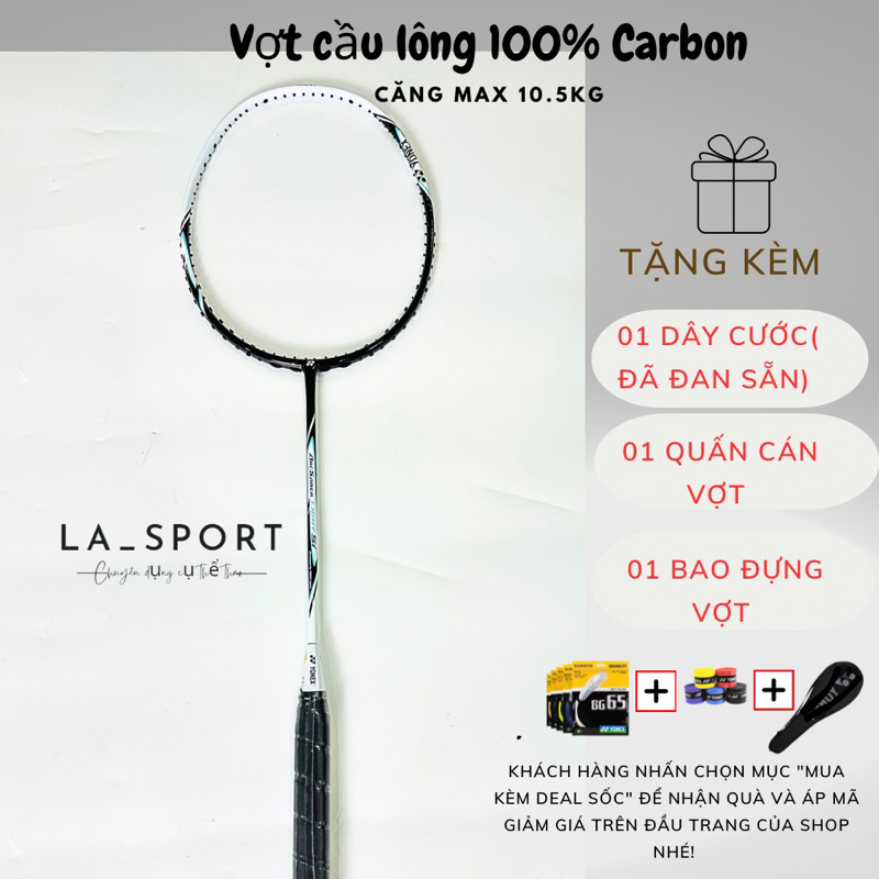 Vợt cầu lông 100% carbon giá rẻ,vợt cầu lông đơn siêu nhẹ bền đẹp căng sẵn 9.5kg tặng kèm bao đựng và quấn cán