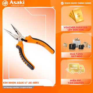 Kìm nhọn asaki 8" ak-8095 8 inch/ 200mm thép high carbon độ cứng cao