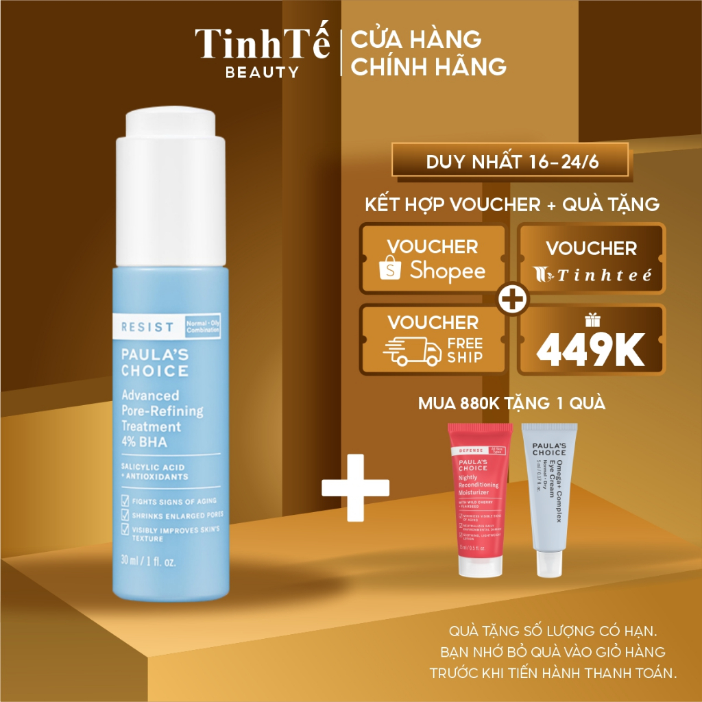 Serum tái tạo Đặc Biệt Paula's Choice RESIST Advanced Pore Refining Treatment 4% BHA 30ml