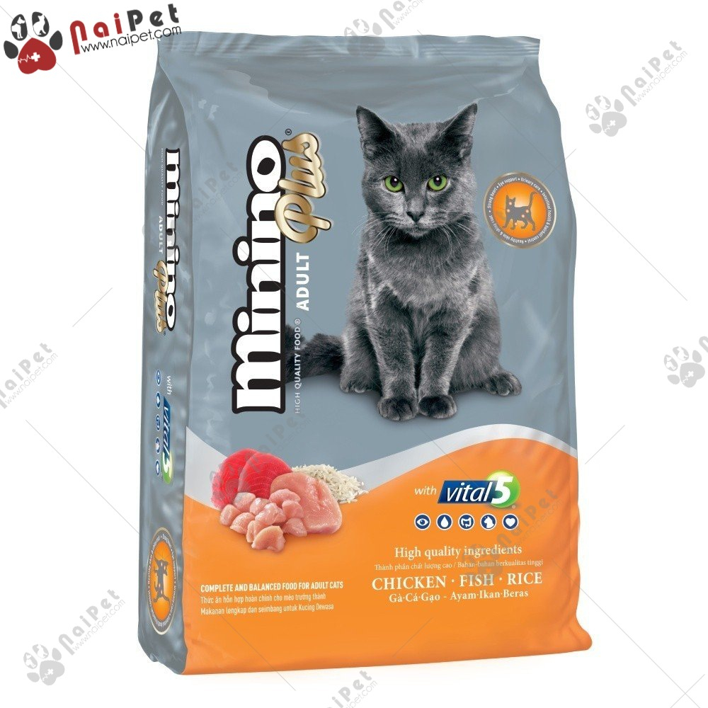 Thức Ăn Hạt Cho Mèo Con Và Mèo Trưởng Thành Minino Plus 350g