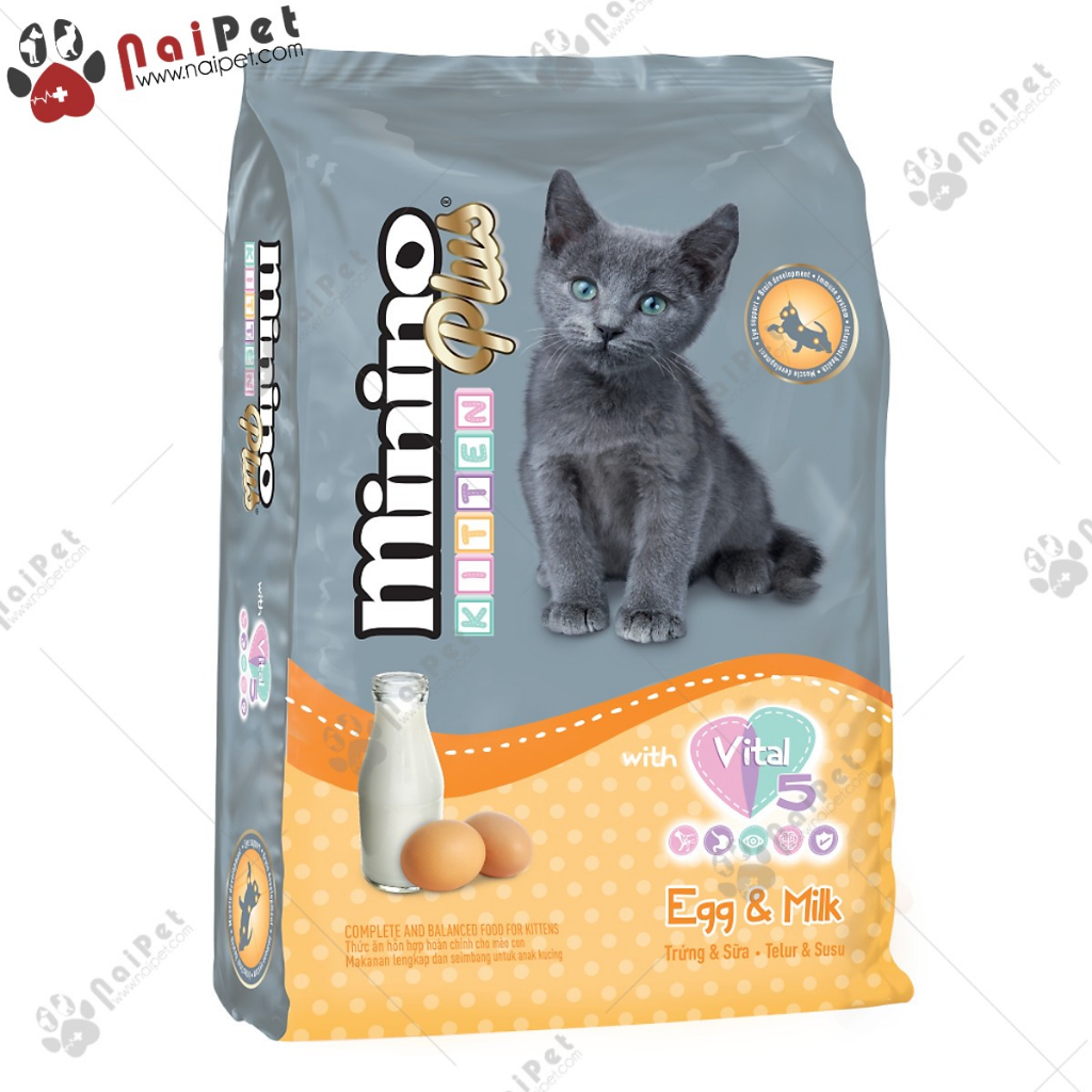Thức Ăn Hạt Cho Mèo Con Và Mèo Trưởng Thành Minino Plus 350g