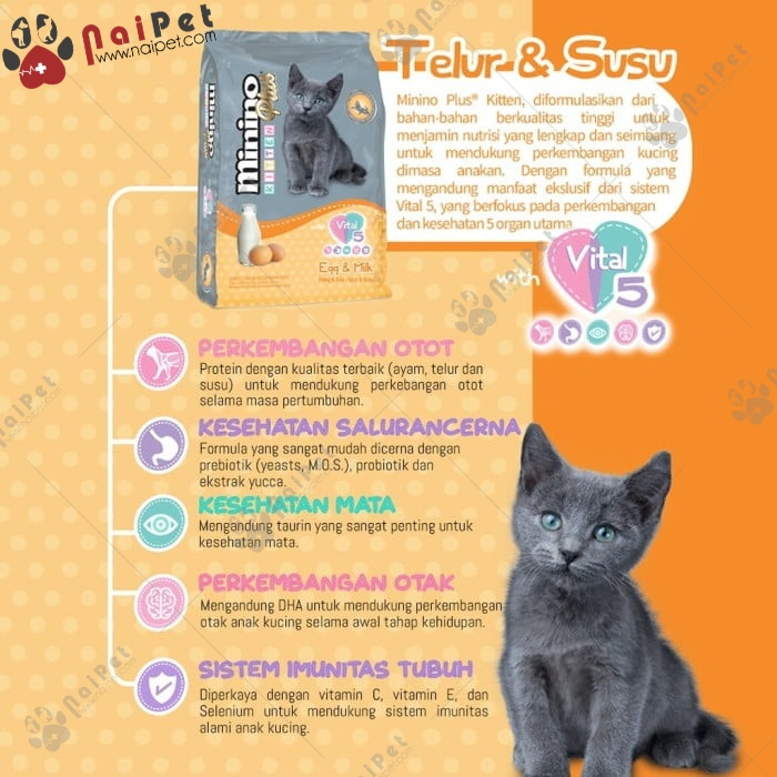 Thức Ăn Hạt Cho Mèo Con Và Mèo Trưởng Thành Minino Plus 350g