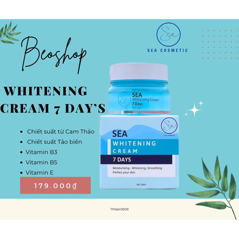 WHITENING CREAM 7 DAYS tặng sữa rửa mặt Riibe 30ml