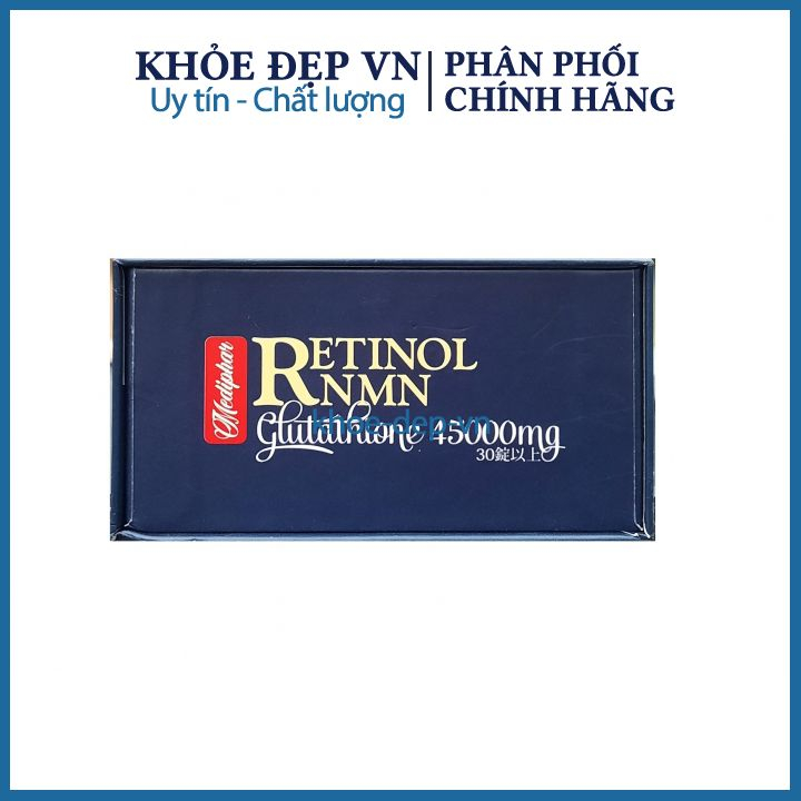 RETINOL NMN Glutathione 45000mg đẹp da, chống lão hoá, giảm nám tàn nhang, giúp tăng độ ẩm cho da Hộp 30 viên