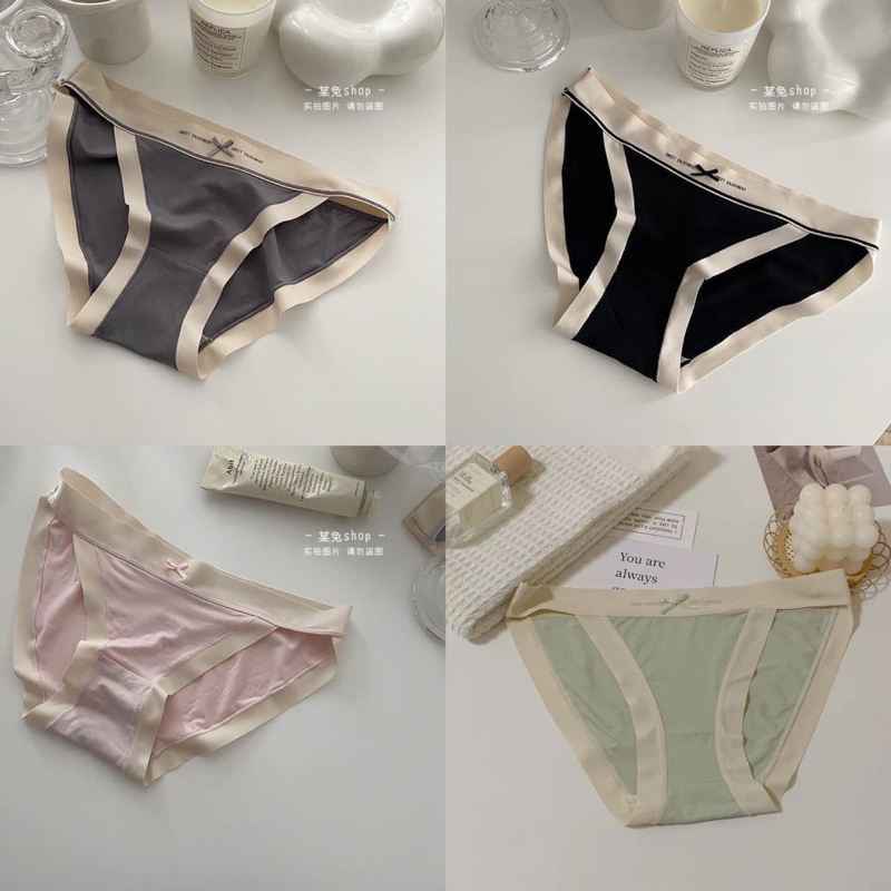 Quần Lót Nữ Lady Cotton Cạp Su Kháng Khuẩn Đính Nơ Lộ Hông Gợi Cảm Mã S06