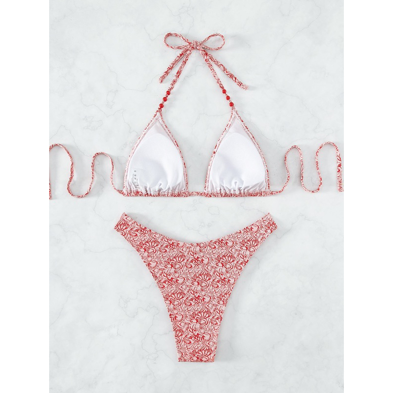 Set bikini tam giác hoạ tiết