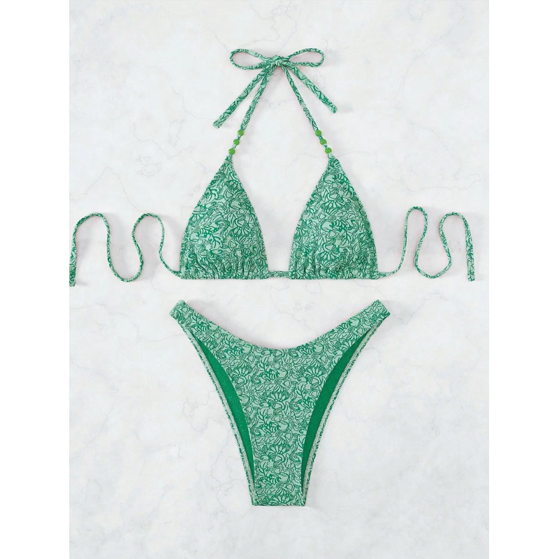 Set bikini tam giác hoạ tiết