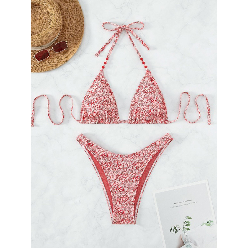 Set bikini tam giác hoạ tiết