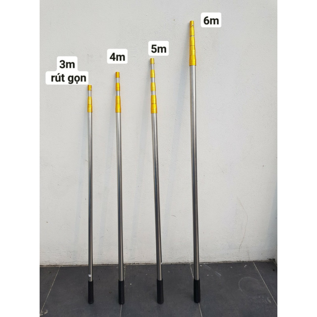 Bộ Gậy INOX 5m, Sào Kim Loại rút gọn đa năng gồm 7 món: cưa liềm cắt cành,móc câu cá,phơi đồ,quét mạng nhện,hái trái cây
