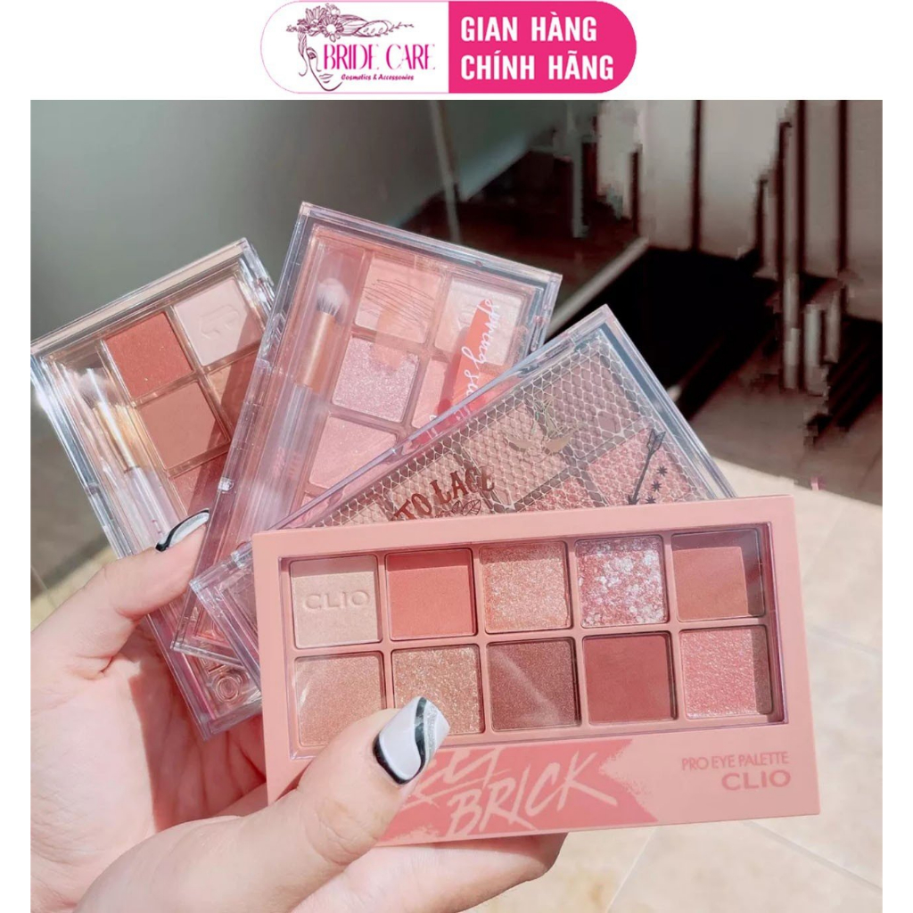 Bảng phấn mắt Clio Pro Eye Palette 10 ô kèm cọ màu lì nhũ xinh bám màu siêu tốt